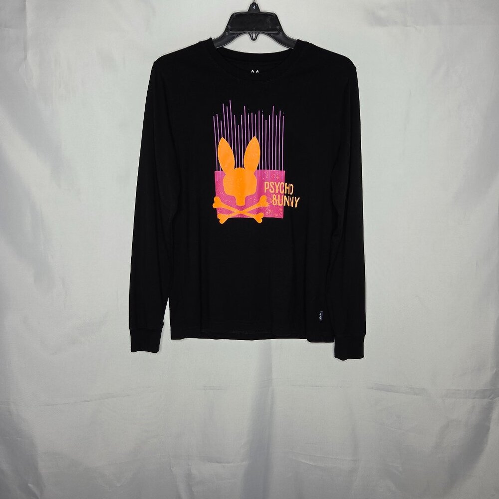 Psycho Bunny T-shirt Black Long Sleeve Pima Cotton Logo Size 3 XS